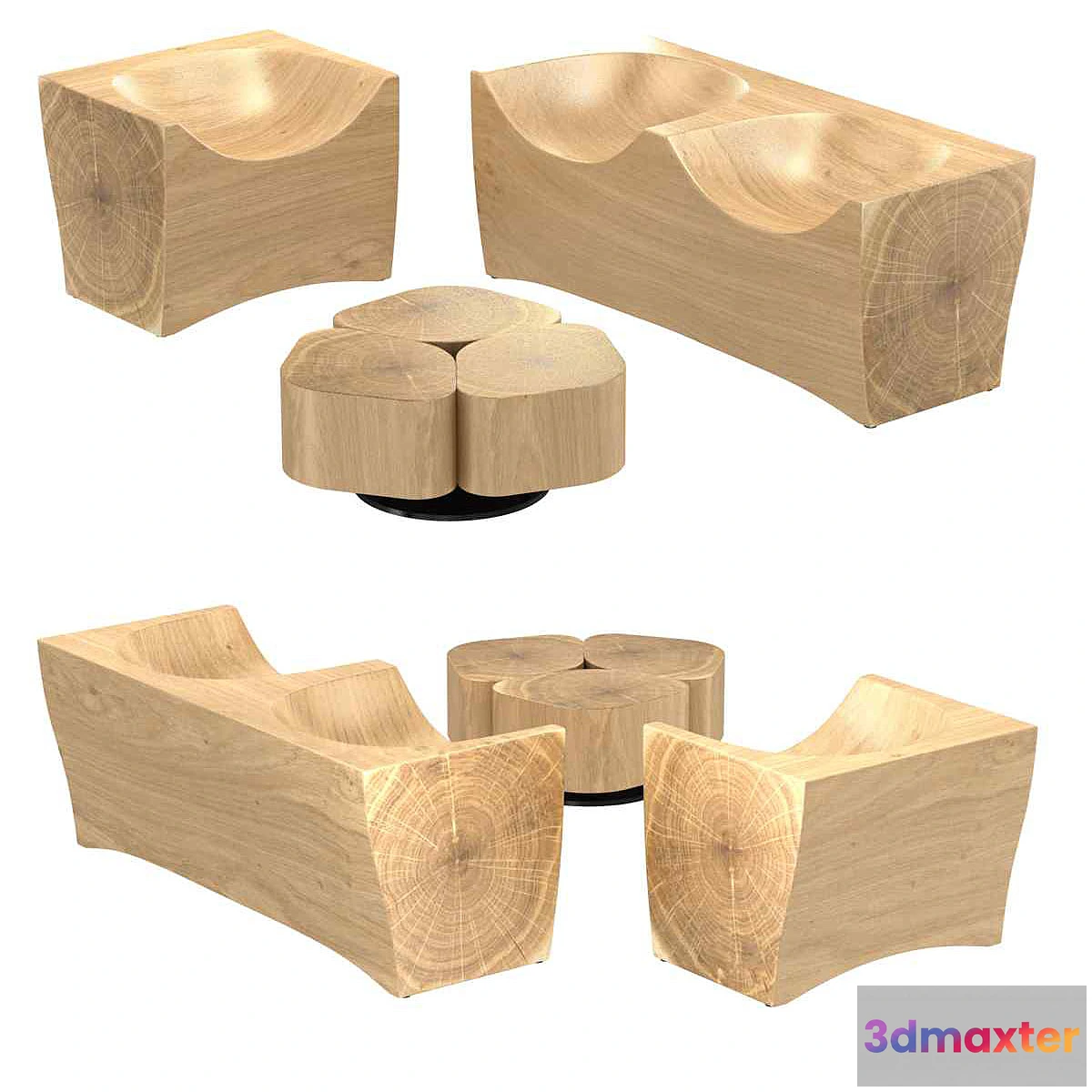 1298634 - Riva 1920 log armchair toi center table 3d model 3D Max