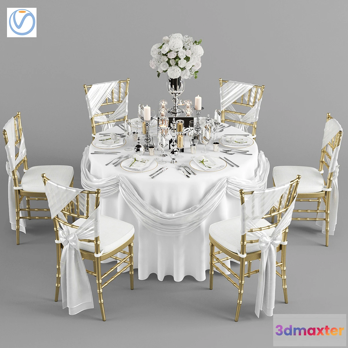 1298973 - Wedding table for 6 persons 2 Vray 3D Max