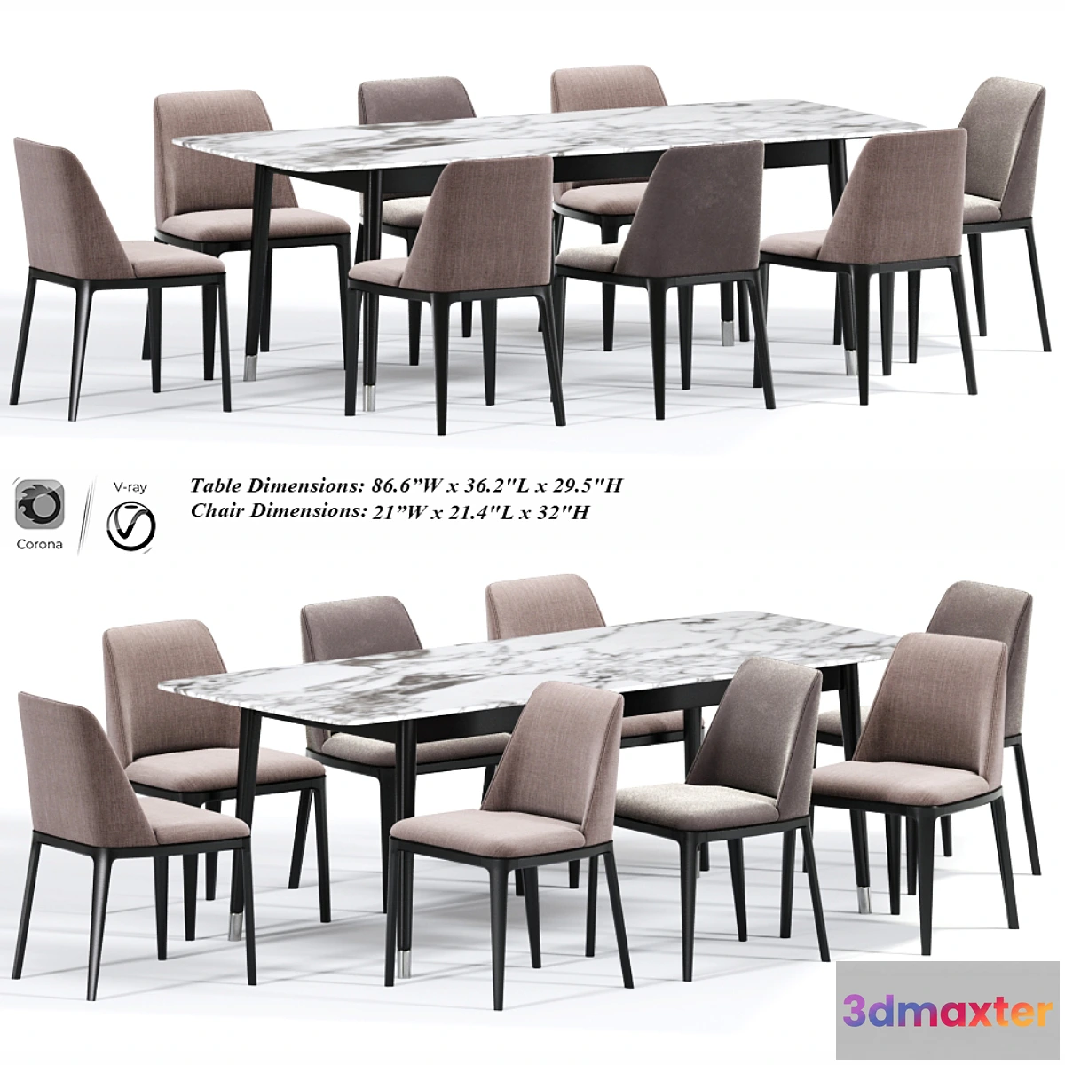 1299775 - Poliform Grace Dining Chair Table 3D Max