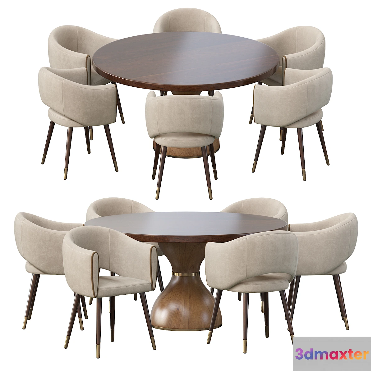 1302011 - GRACE ARMCHAIR and POINT REYES BOTTICELLI LARGE ROUND DINING TABLE 3D Max