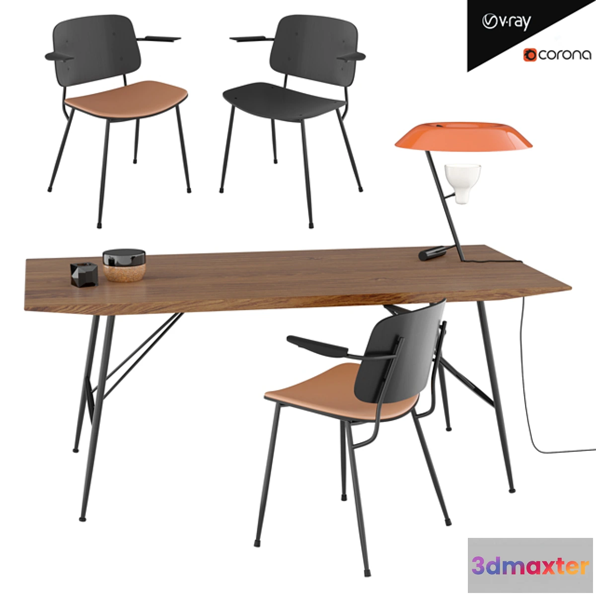 1308719 - Set Soborg armchair table 3D Max