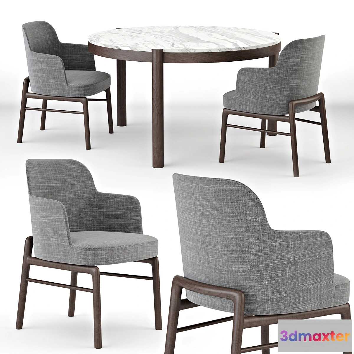 1310121 - Flexform Gustav Table & Leda Chair 3D Max