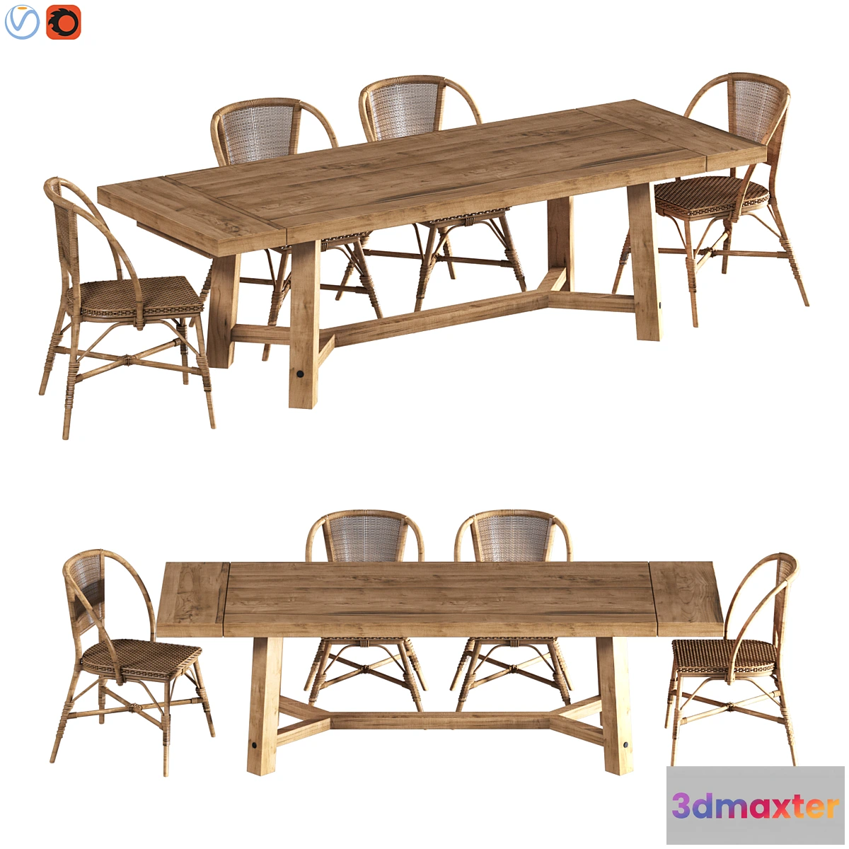 1316318 - Rustic Farmhouse Dining Table - No.2 3D Max