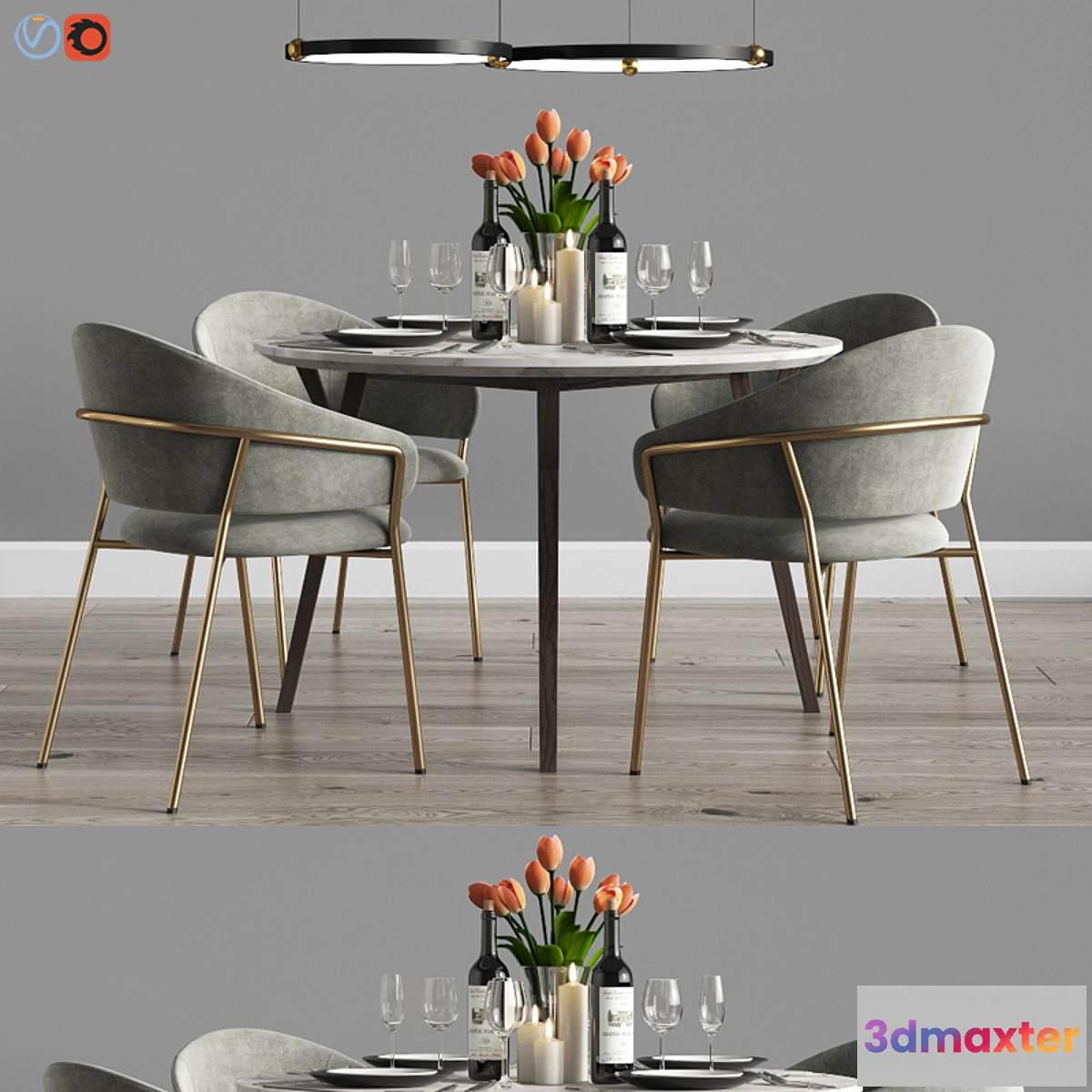 1317102 - Modern Dinning Set 9 3D Max