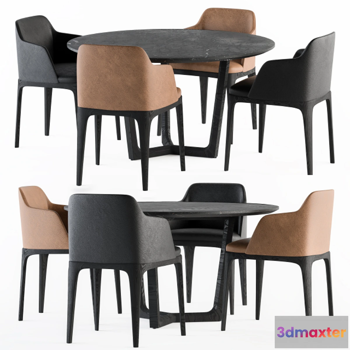 1321023 - Poliform Dinning-Round Table and Grace Chair 3D Max