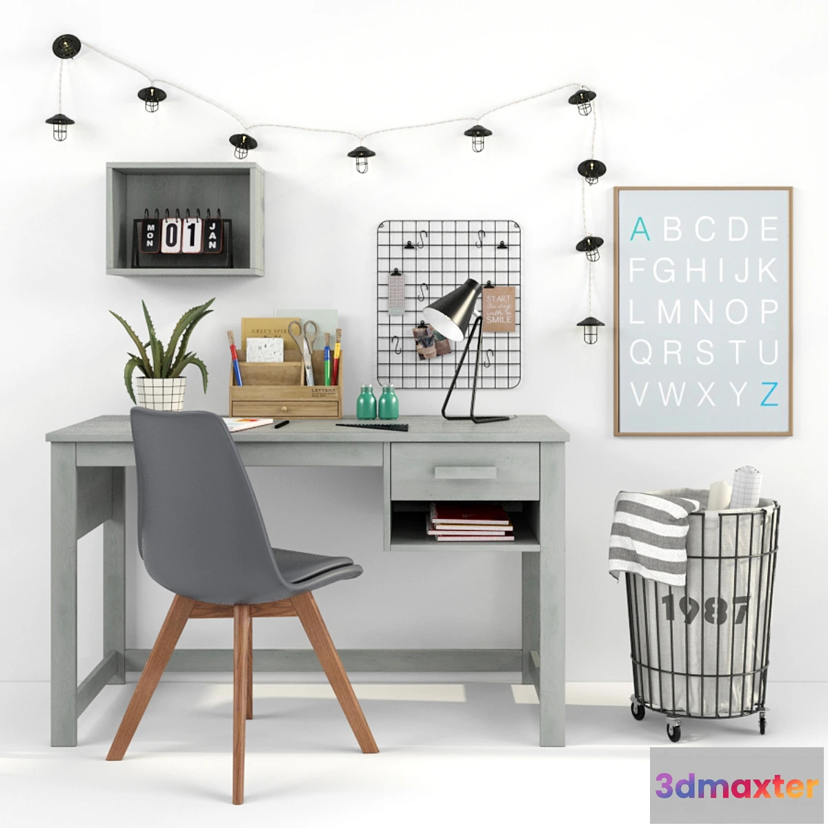 1323059 - Writing-table and decor for a child 16 3D Max