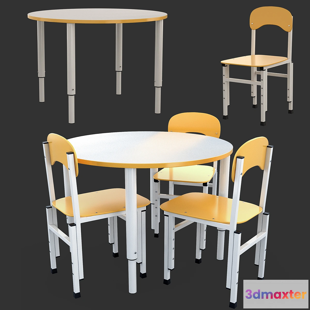 1324619 - Table and Chairs Height Adjustable 3D Max