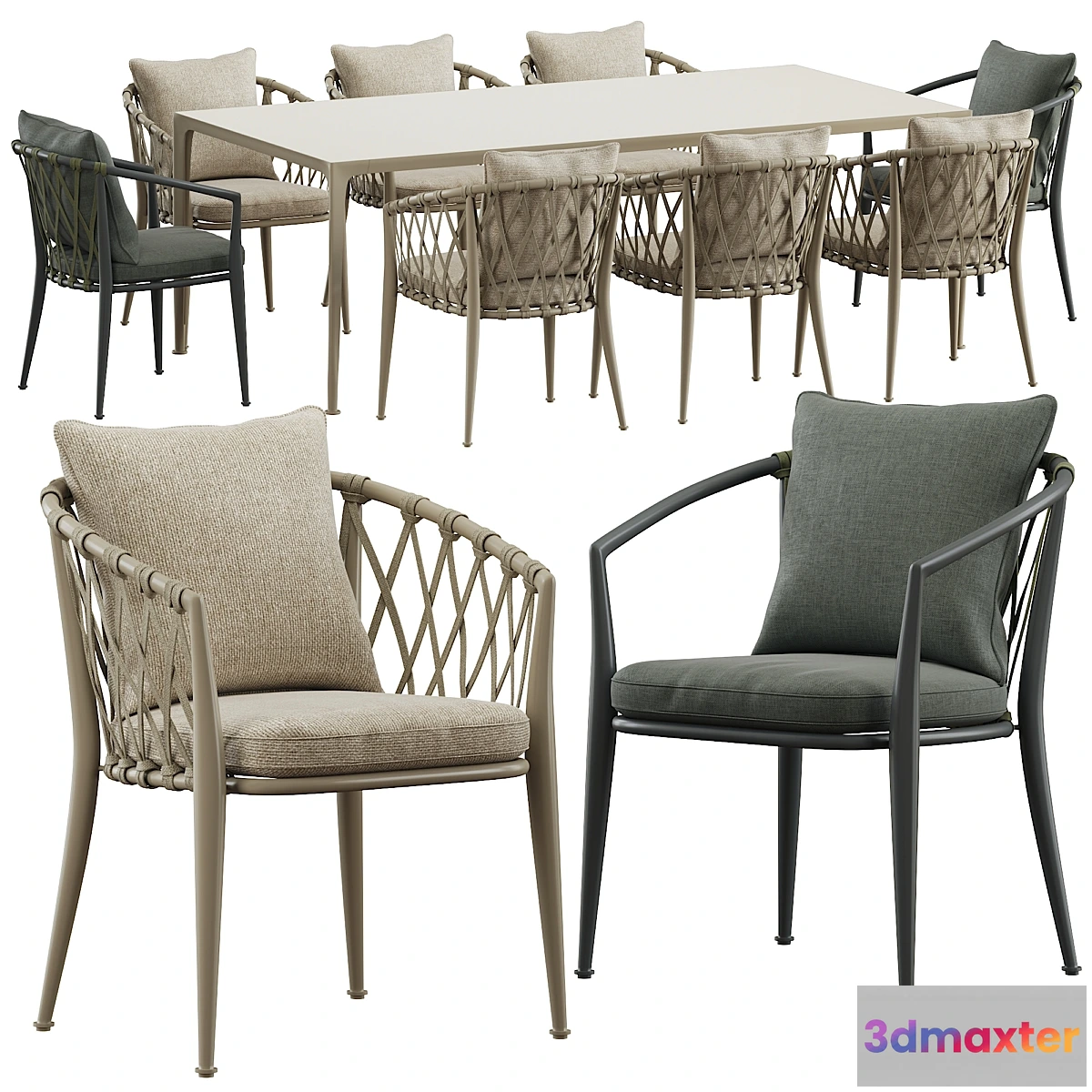 1334487 - B&B Italy Erica dining table 3D Max