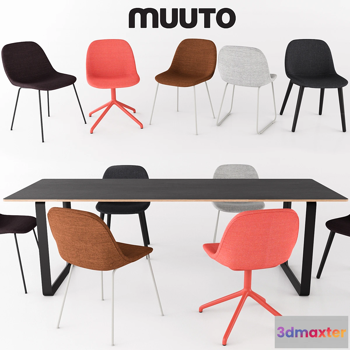 1345137 - FIBER SIDE CHAIR + 70_70 Table by MUUTO 3D Max