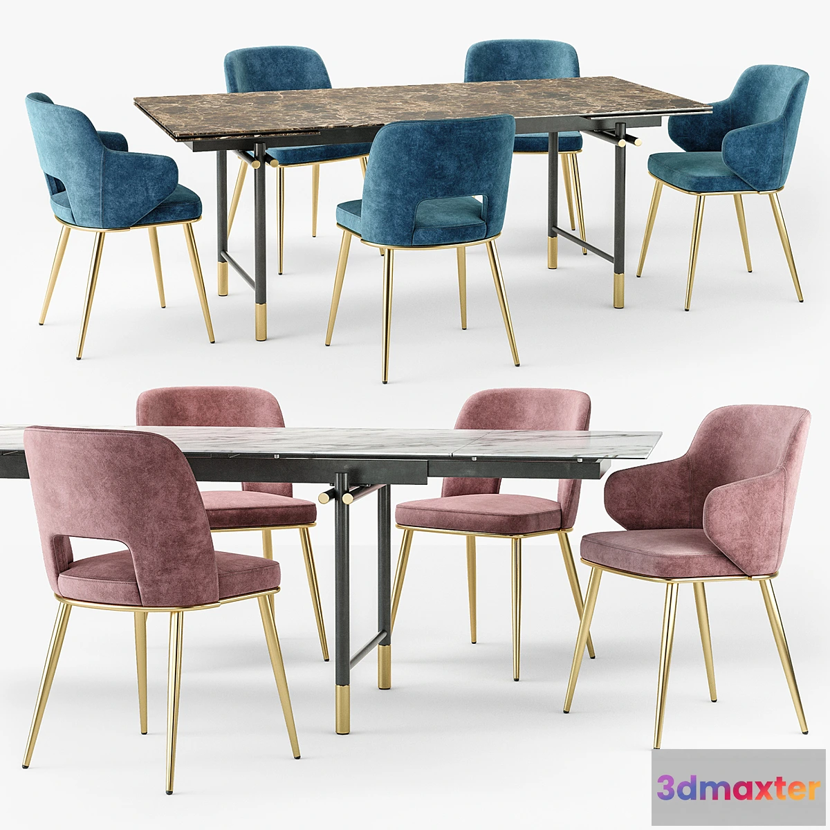 1345253 - Calligaris Monogram table Foyer chair set 3D Max