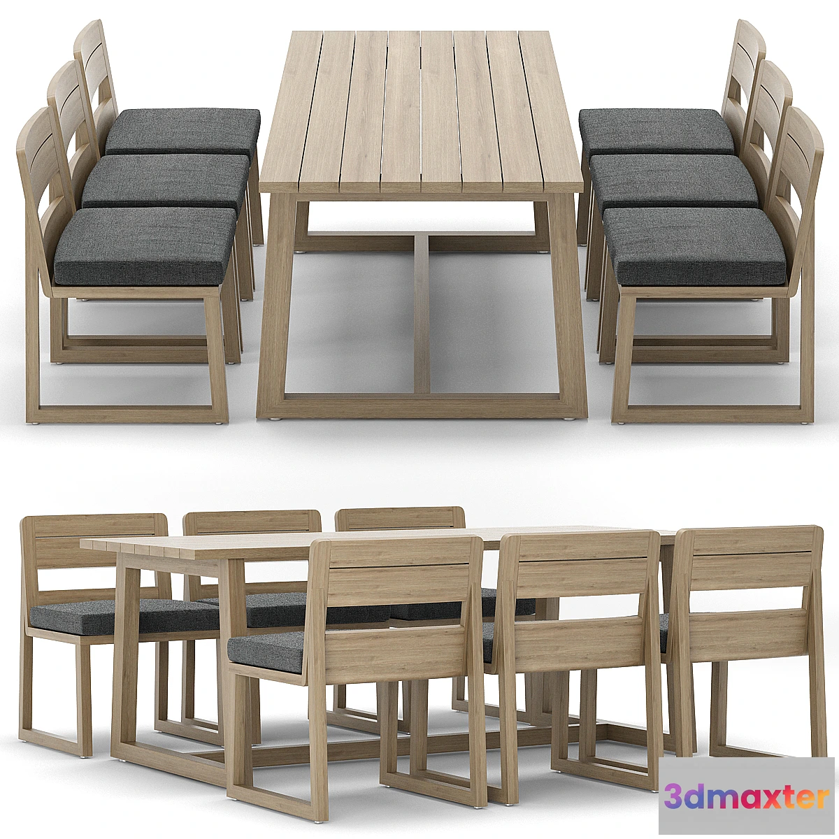 1347486 - RH Outdoor Sebastian rectangular table chair 3D Max