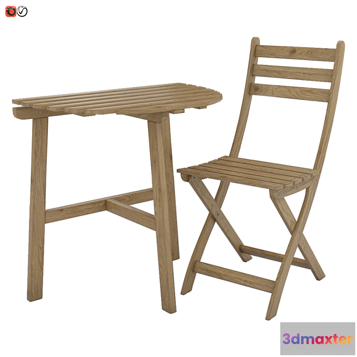 1354080 - Table + chair Ikea ASKHOLMEN 02 3D Max