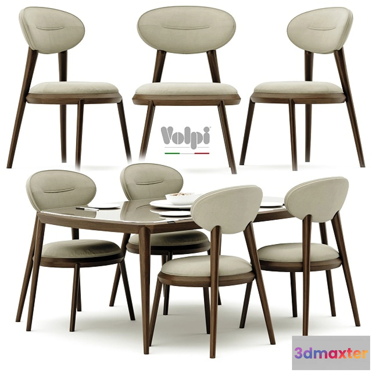 1354376 - VOLPI_chair_RAMON_table_TOLOMEO 3D Max