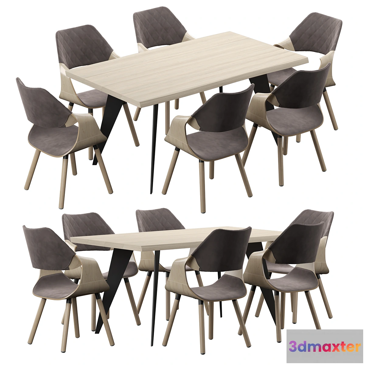 1355013 - Nack table and Halmar K396 Chair (light oak _ gray) 3D Max
