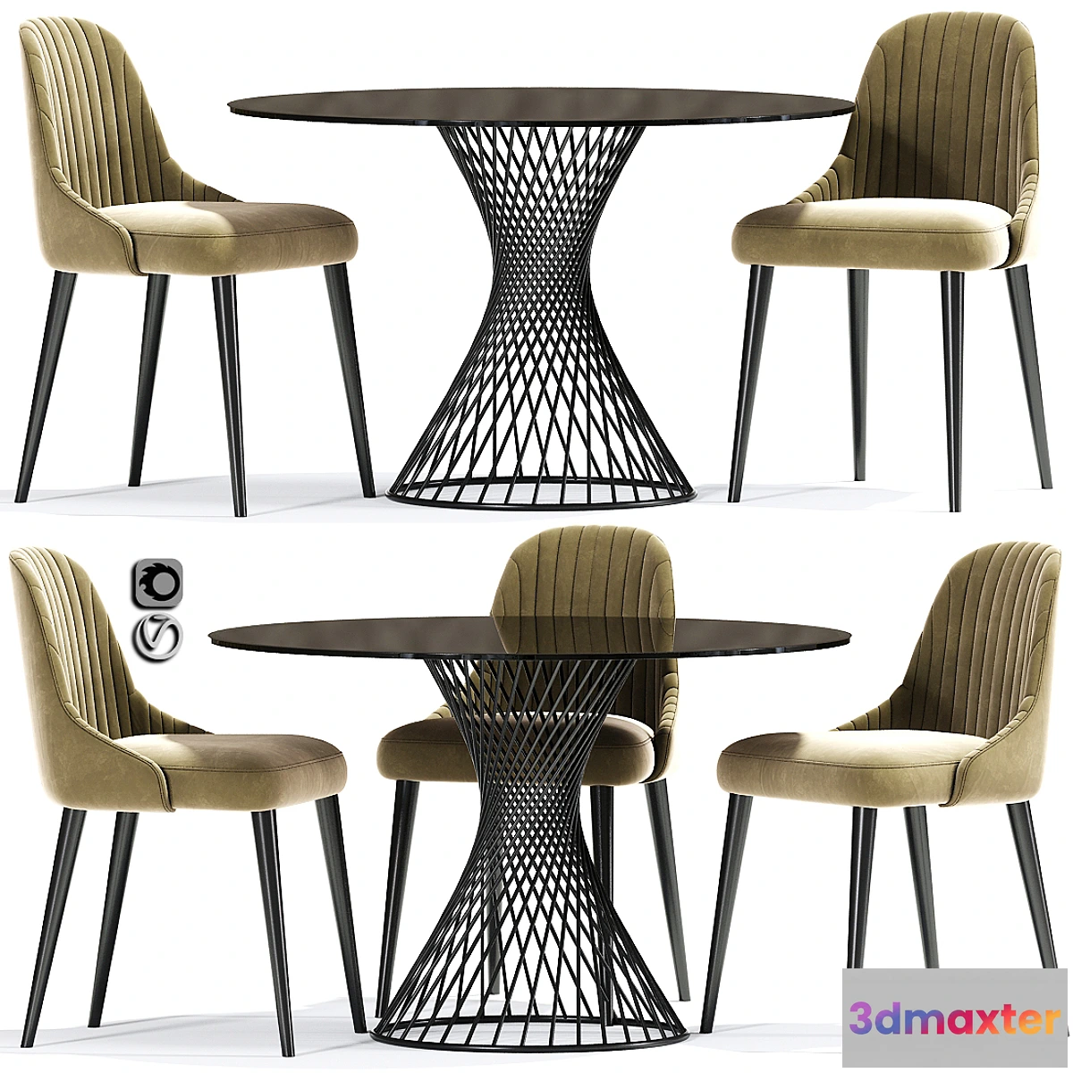 1355658 - Calligaris Vortex Table And Strip Chair 3D Max