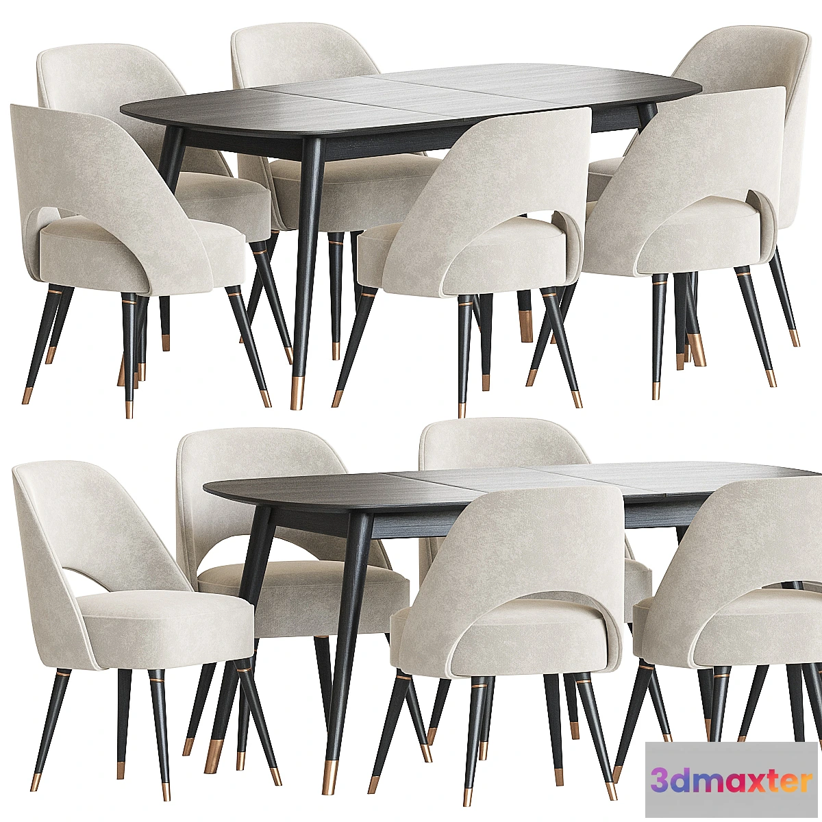 1357793 - Collins Chair Clover Table Dining Set 3D Max