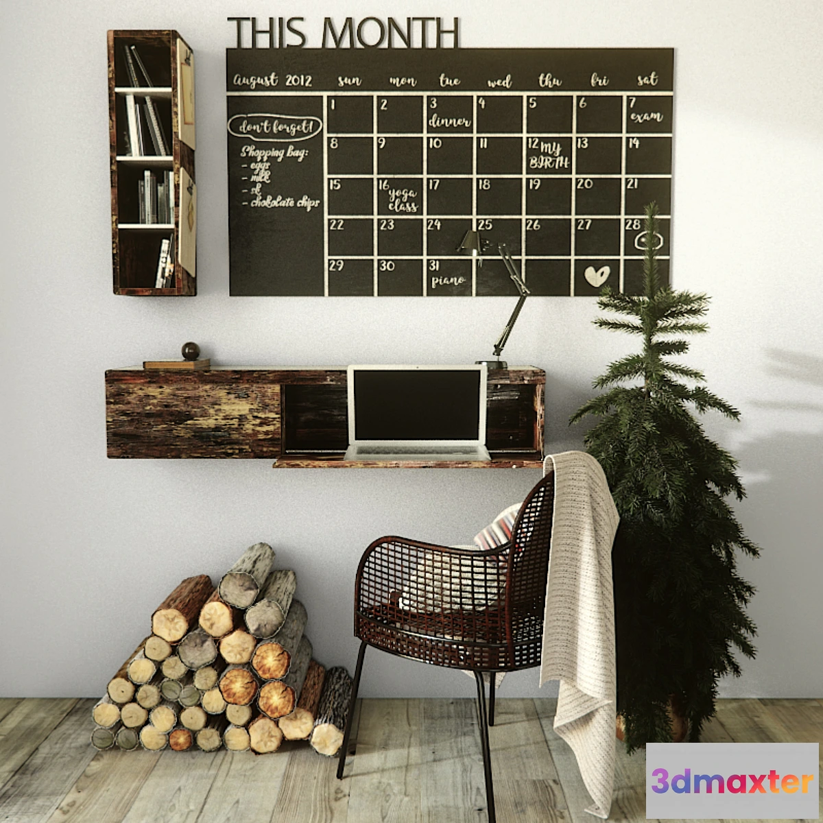 1392100 - Work desk with decor 3D Max