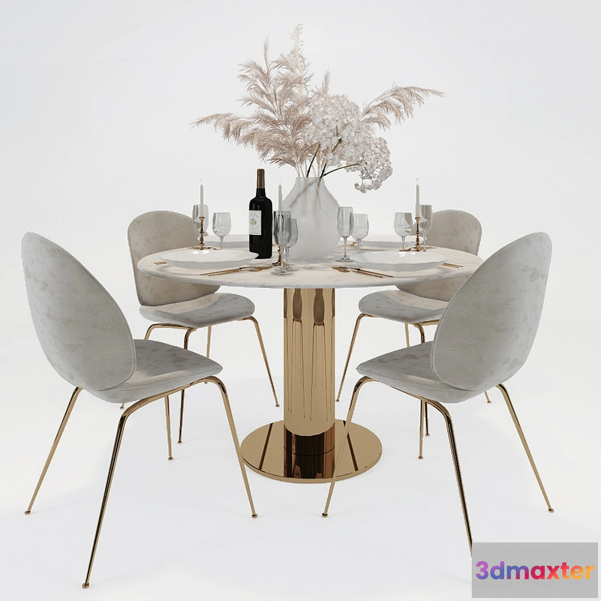 1393098 - Table and chairs Gubi 3D Max