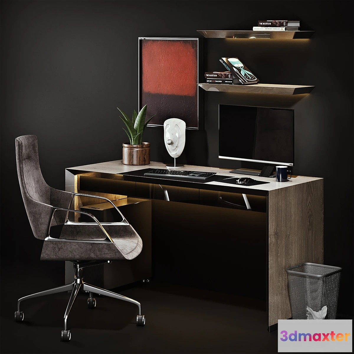 1395964 - Workplace with Graph Chair 3D Max