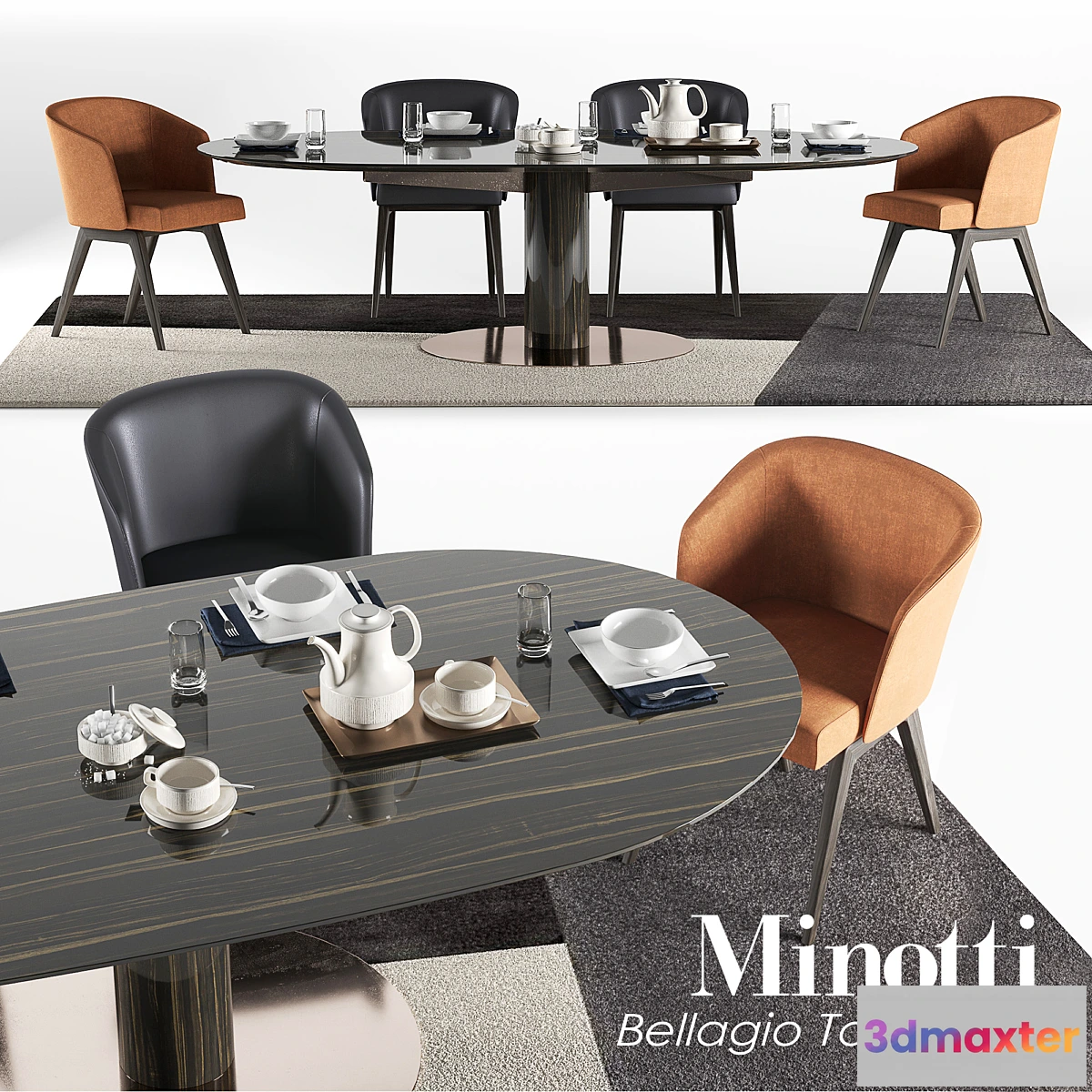 1397564 - Minotti Dining Bellagio set 2 74H 3D Max