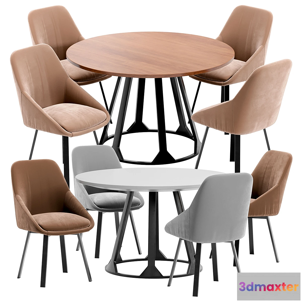 1407306 - Pod Bluvel Dining Chair and Confluence Table 3D Max