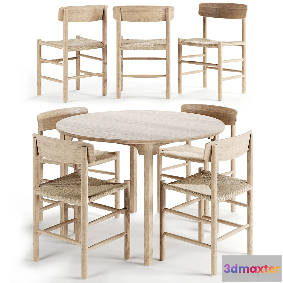 1414072 - AVE Borge Mogensen Shaker Chair & Dining Table 3D Max
