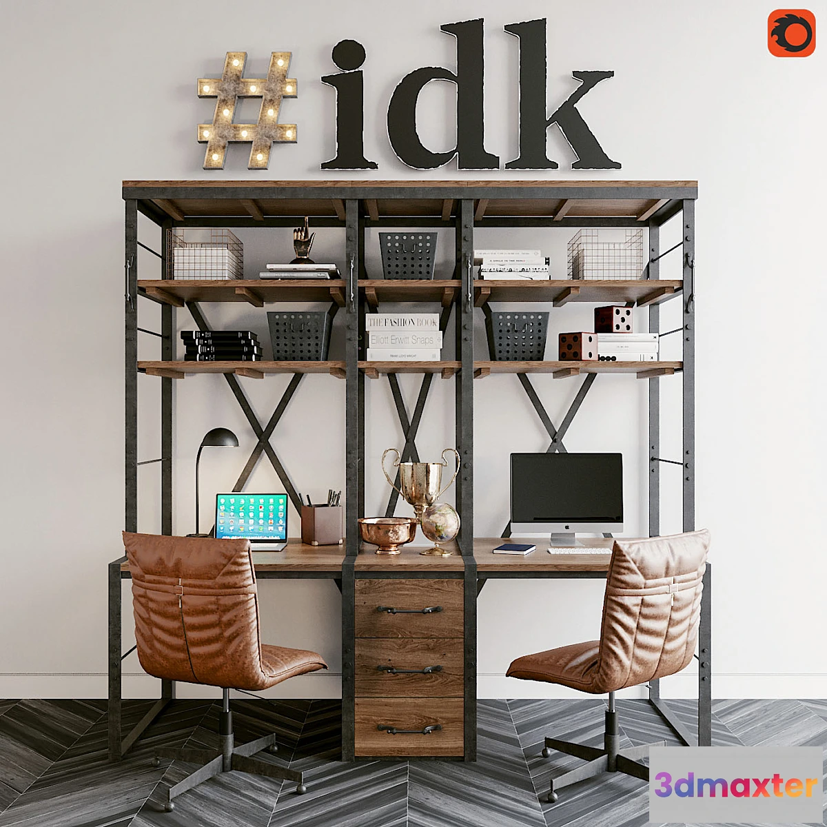 1414414 - RH French Library Double Desk 3D Max