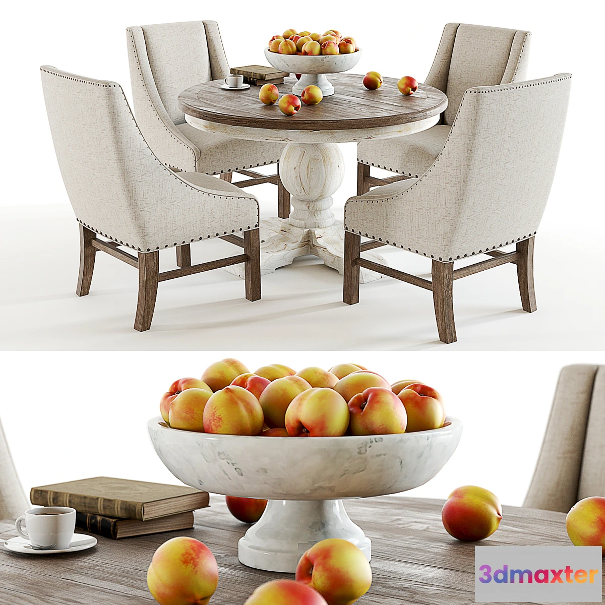 1415150 - Curation Limited Round Trestle Vintage table set 3D Max