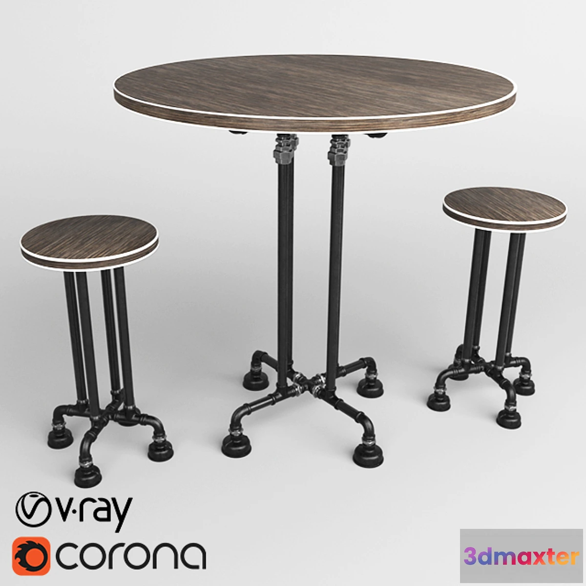 1415798 - Round table made with iron pipes 3D Max