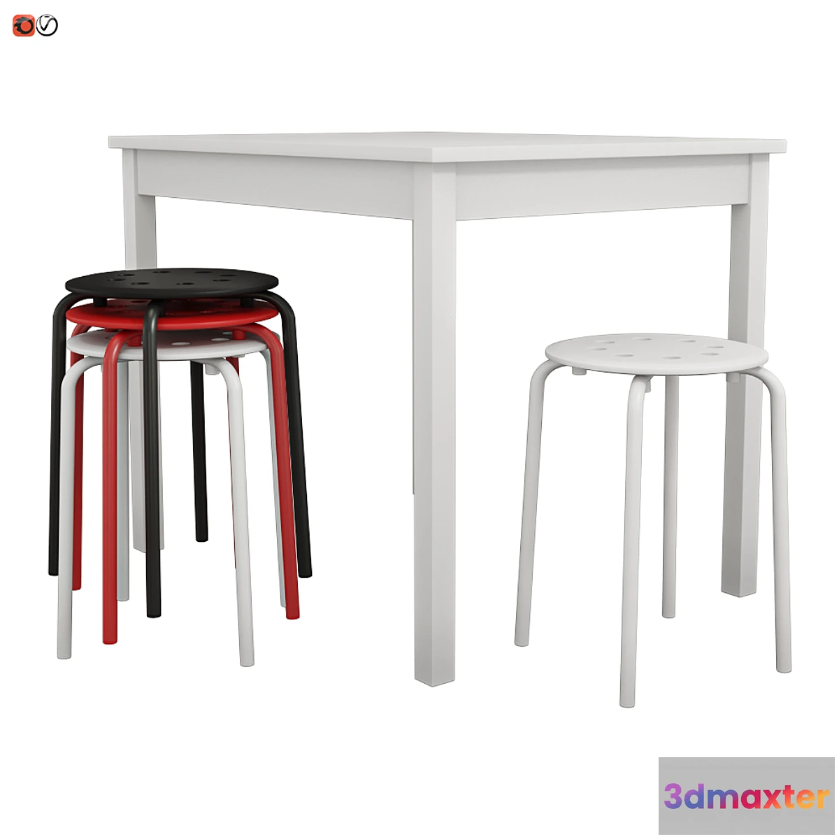 1421140 - IKEA Table OLMSTAD and Chair-stool MARIUS 3D Max
