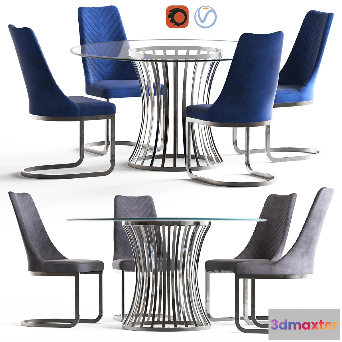 1421270 - Diamond Sofa Capri Round Table and Vogue Dinning Chair 3D Max