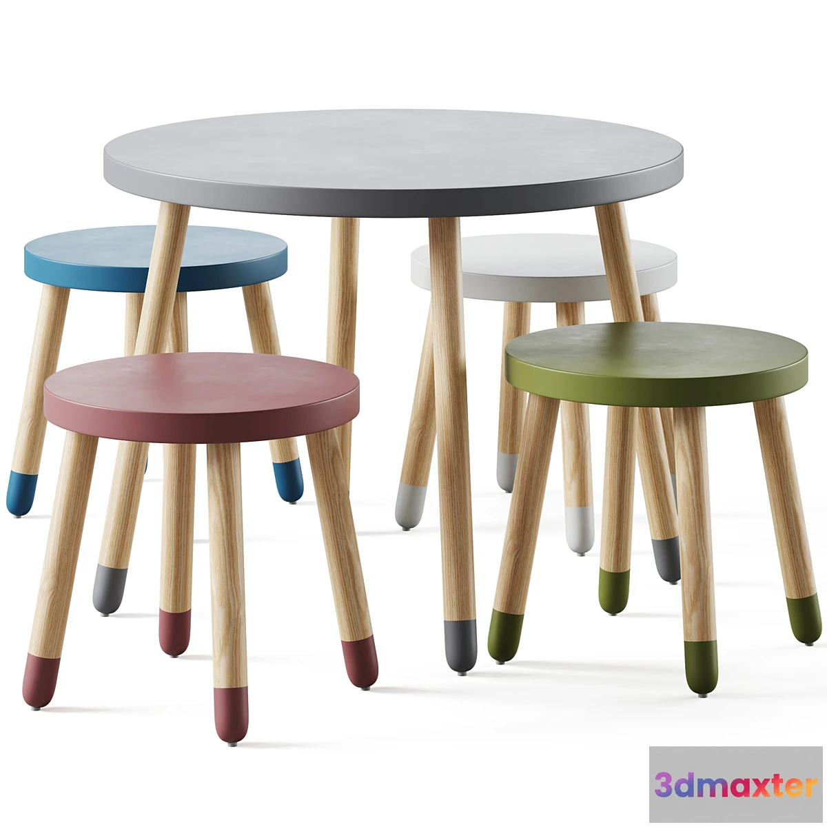 1422256 - Childrens table and stools by Flexa 3D Max