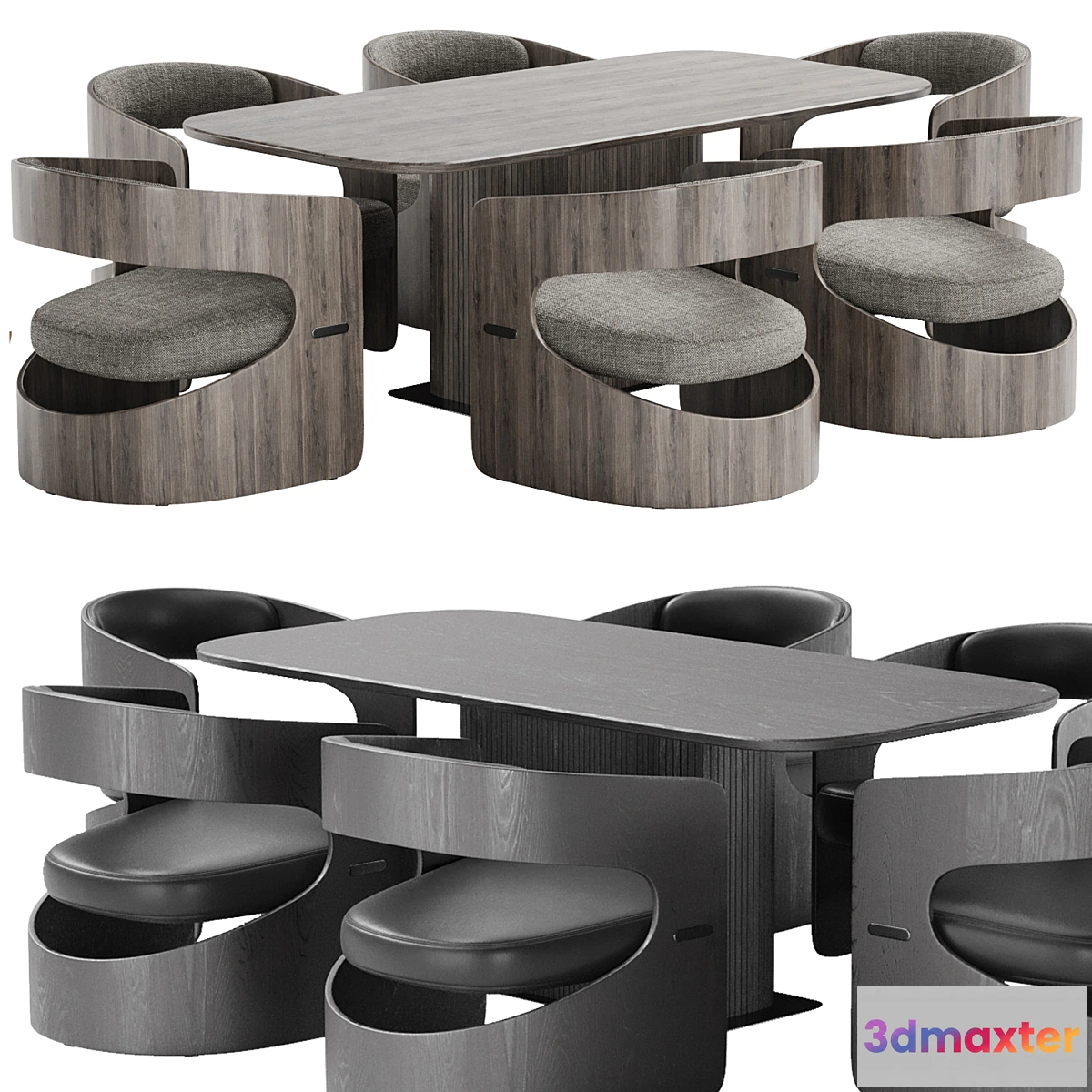 1425230 - Glide rectangular dining table and Lucky Lounge Chair 3D Max