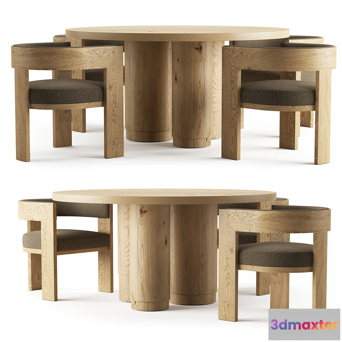 1429434 - RH OAK TROPEZ ROUND DINING TABLE 3D Max