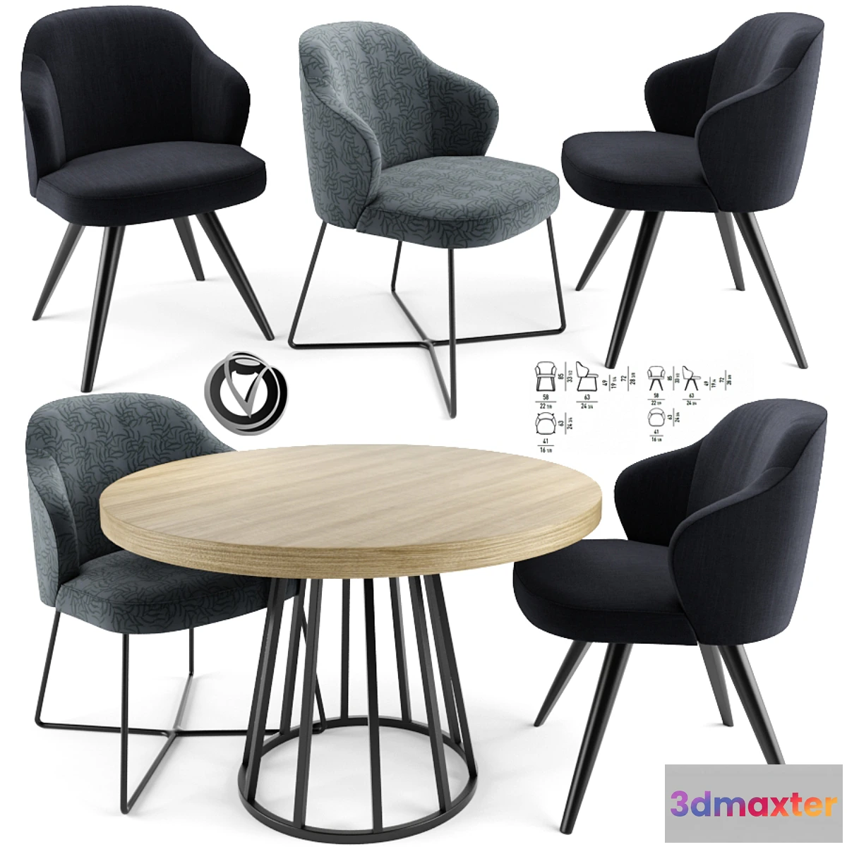 1433814 - Leslie Dining Chair With Round Table 3D Max