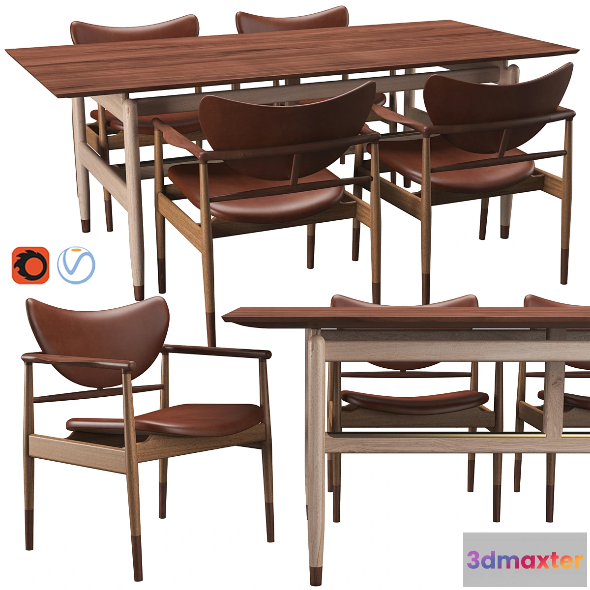 1434658 - 48 Chair & Kaufmann Table 3D Max