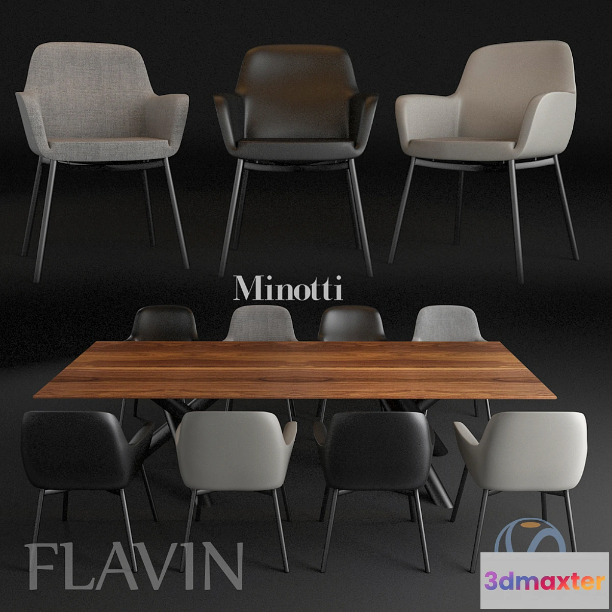 1435352 - Flavin Chair and Vandyck Table Set 3D Max