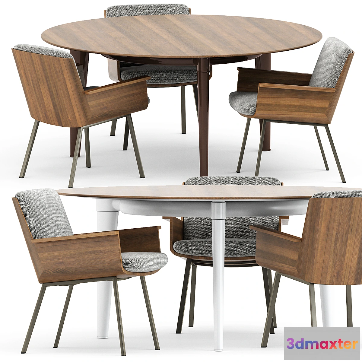 1435520 - DAIKI OUTDOOR DINING LITTLE ARMCHAIR and PENTHOUSE ROUND Table by Minotti 3D Max