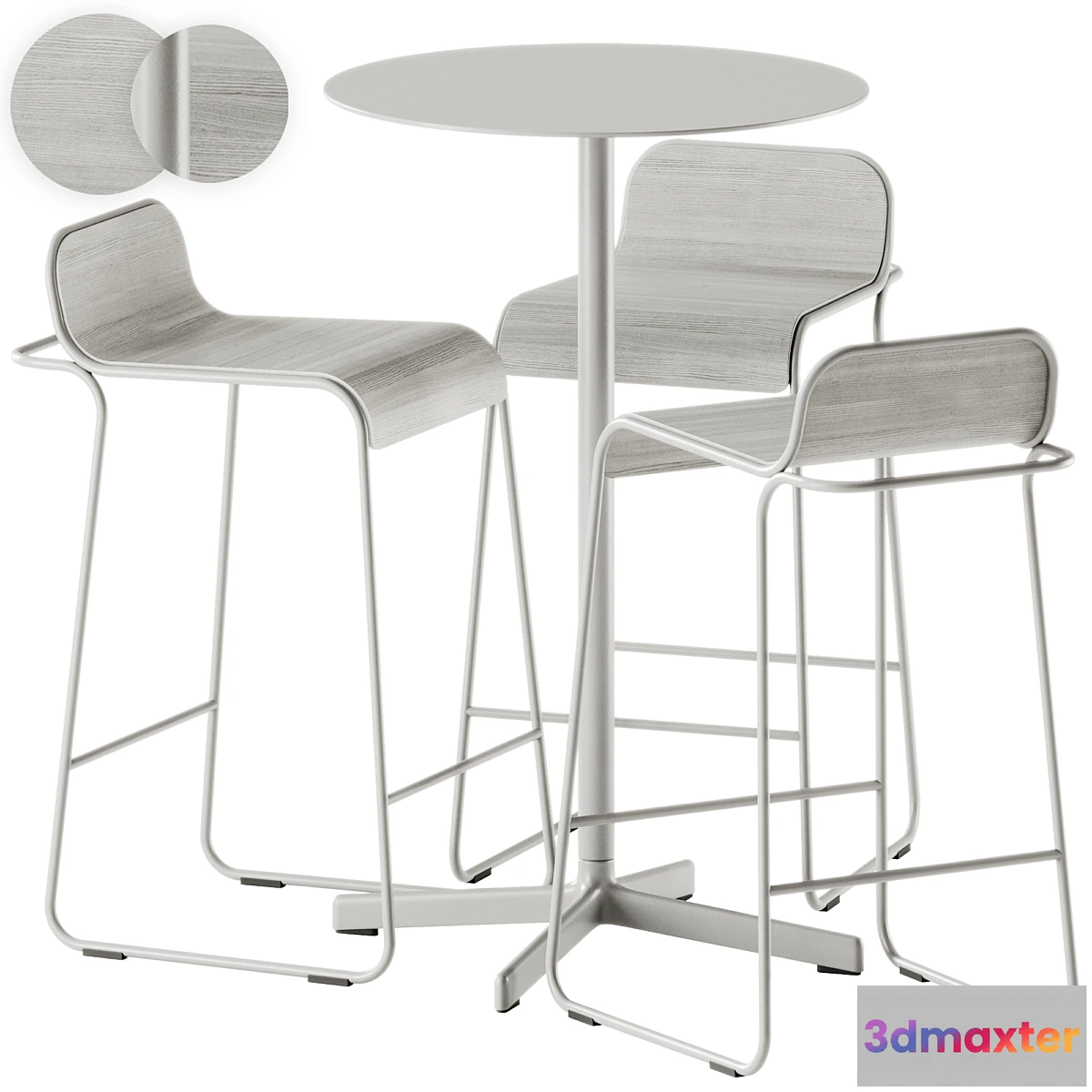 1438736 - Neu Round Table High by Hay and Flow Aluminum Stool by True Design 3D Max