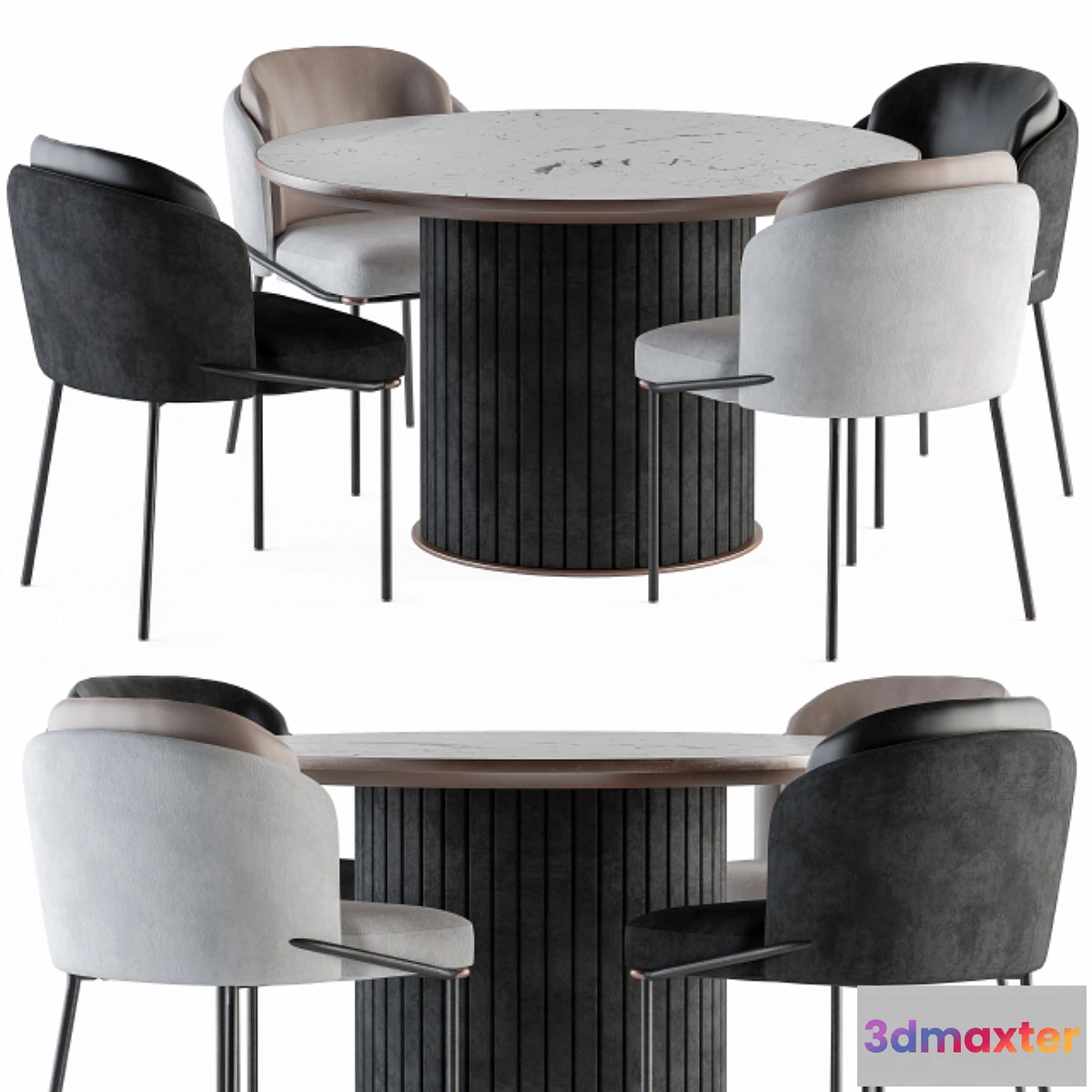 1439550 - Minotti Dinning-Round Table and Chair 3D Max