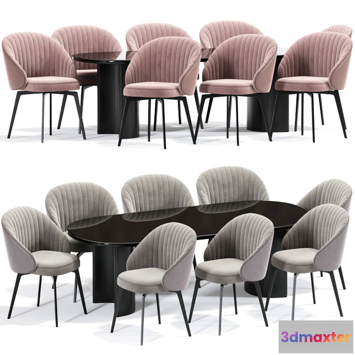 1441818 - Amara Beige Chenille Dining Table Chair 3D Max