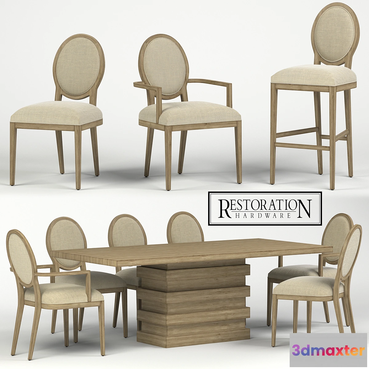 1442164 - RH FRENCH CONTEMPORARY ROUND COLLECTION 3D Max