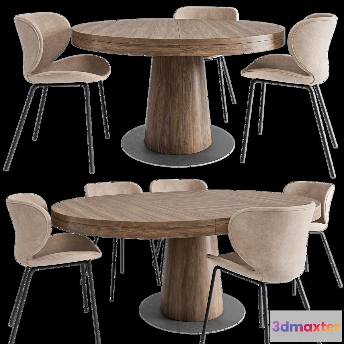 1443472 - Granada dining table and Hamilton chair 3D Max