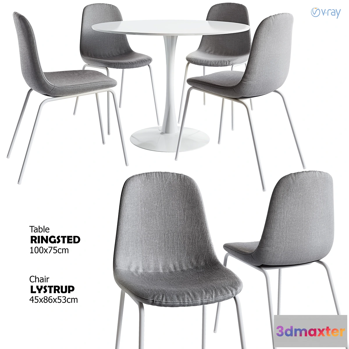 1444190 - Jysk _ LYSTRUP Chair + RINGSTED Table 3D Max