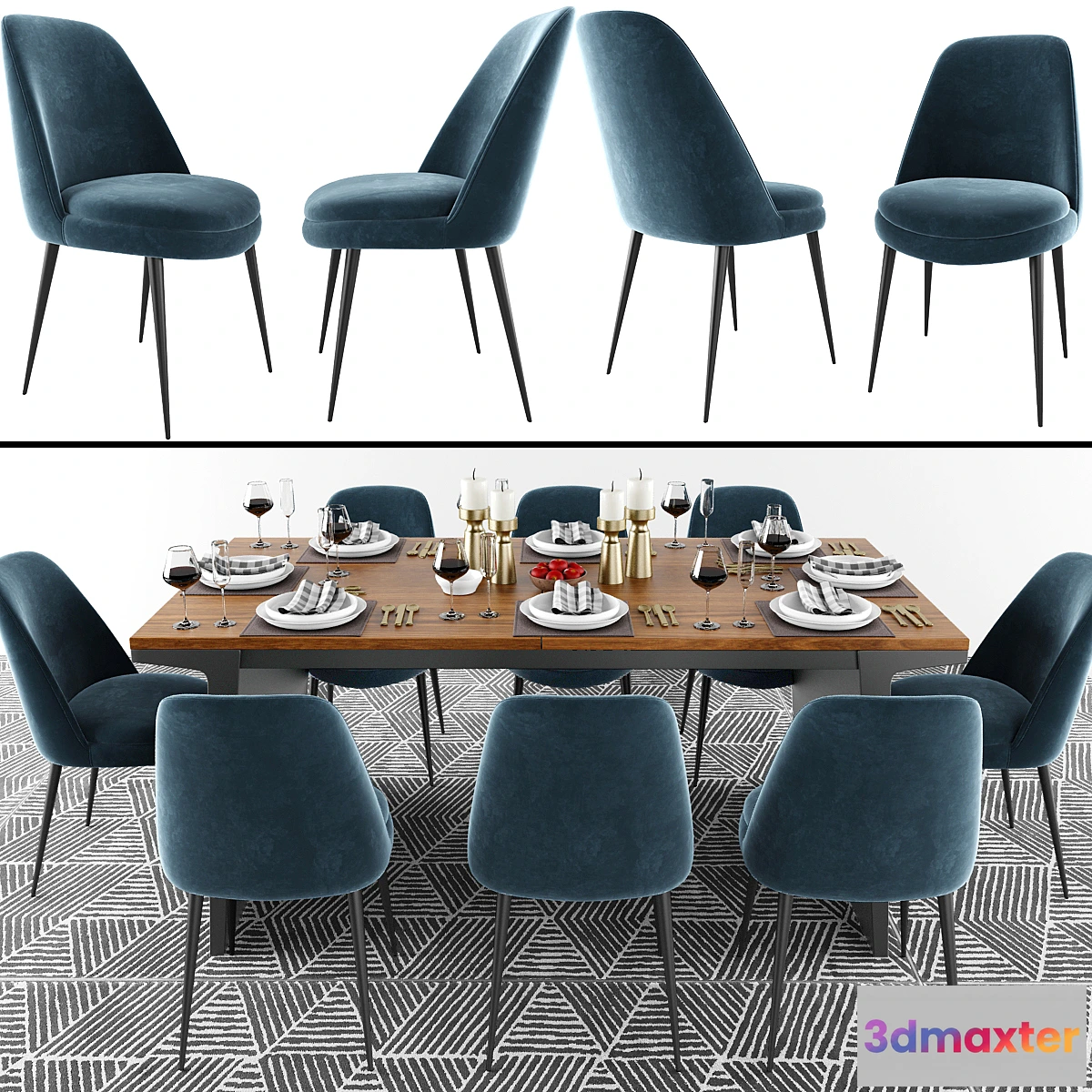 1446350 - Finley Low-Back Dining Chair Set 3D Max