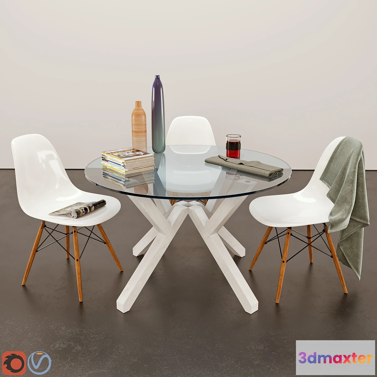 1453704 - Dining Table - Mikado & Eames Chair 3D Max