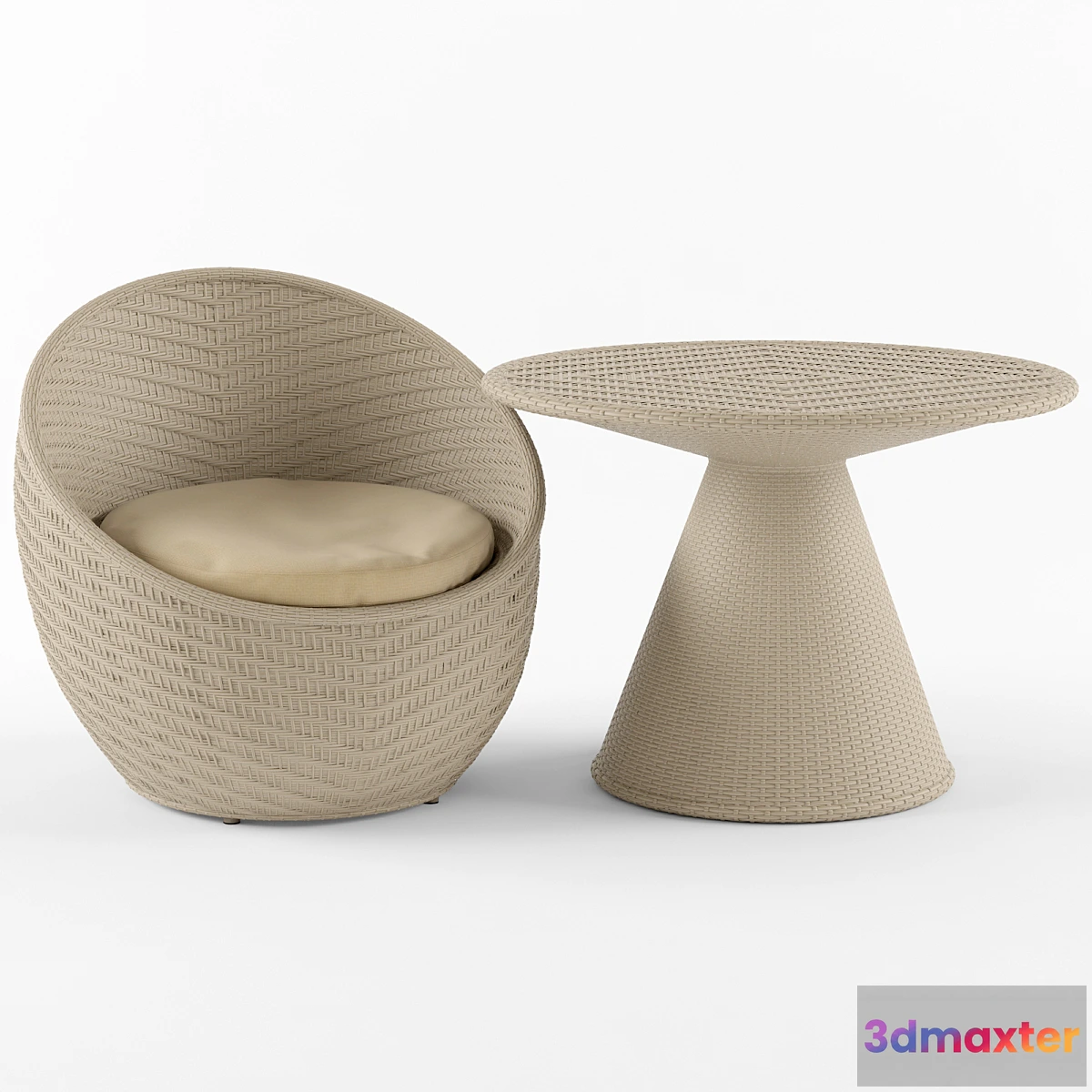 1454268 - Wicker chair and table Nautilus Komforta 3D Max