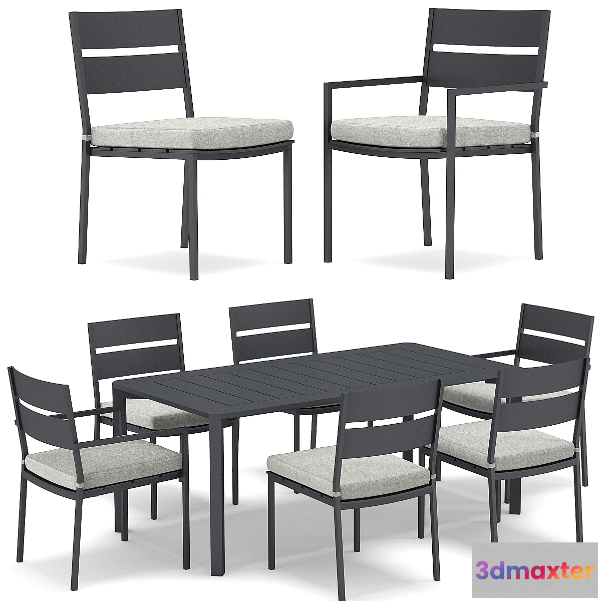 1462146 - RH Outdoor Palma restangular table and chair 3D Max