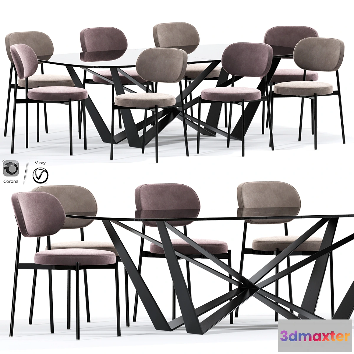 1464814 - Beaufort Upholstered Dining Chair Table 3D Max