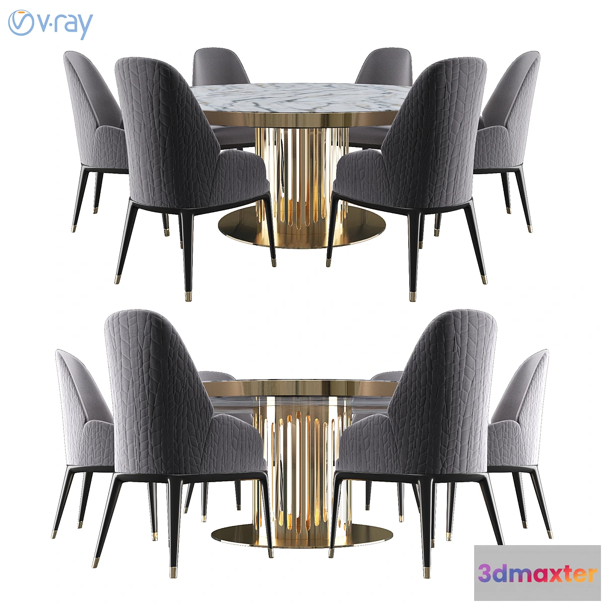 1465770 - Charisma Collection-Round table with MARBLE top 3D Max